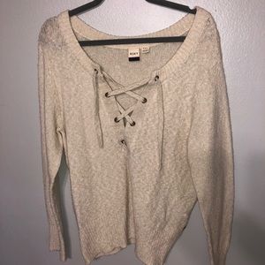 Roxy lace up sweater